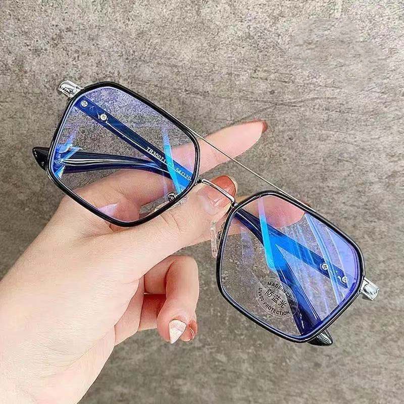 【Replaceable lenses】COD (AIMURUSI) Mắt Kính Gọng Kim Loại Chống Ánh Sáng Xanh Phong Cách Retro Thời Trang