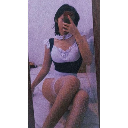 Váy ngủ 2 dây liền thân bodysuit sexy - cosplay nàng hầu gái kèm tạp dề gợi cảm