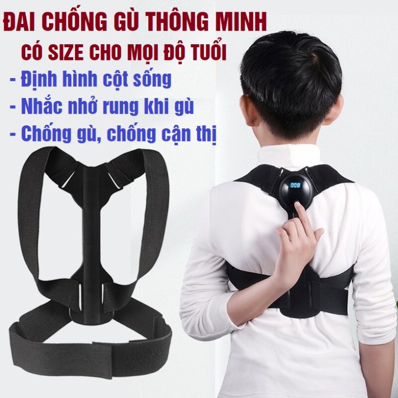 Xóa Gù Lưng🧒Nẹp lưng thông minh Nhật Bản 2022, Đai rung chống gù trẻ em giúp cho bé ngồi đúng tư thế khi học bài