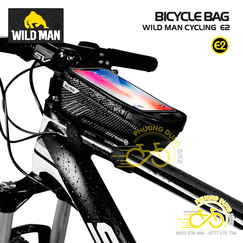Túi treo khung sườn hộp cứng xe đạp WILD MAN E2 có ngăn điện thoại