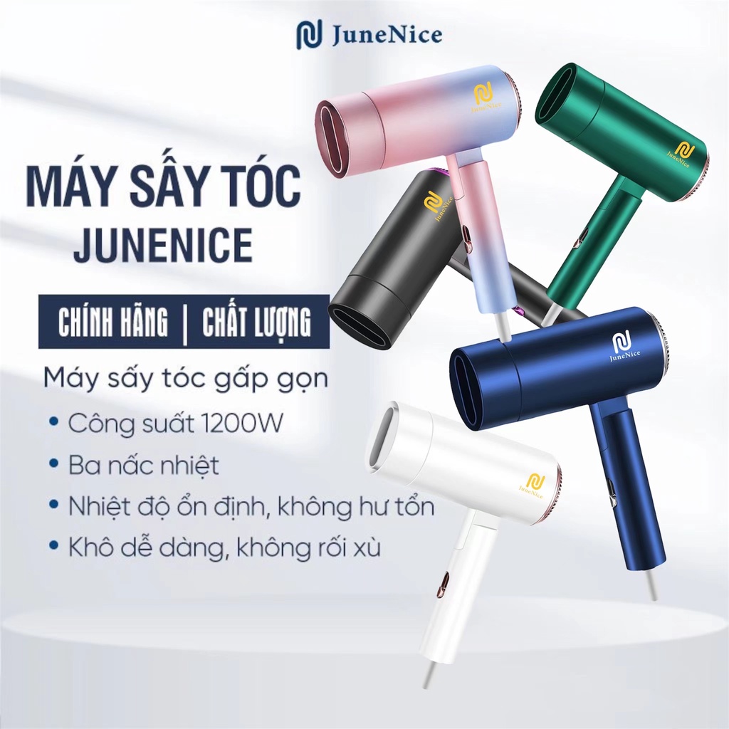 Máy sấy tóc nhỏ gấp gọn June Nice -1200W cao cấp, nhiều màu cho sử dụng gia đình.