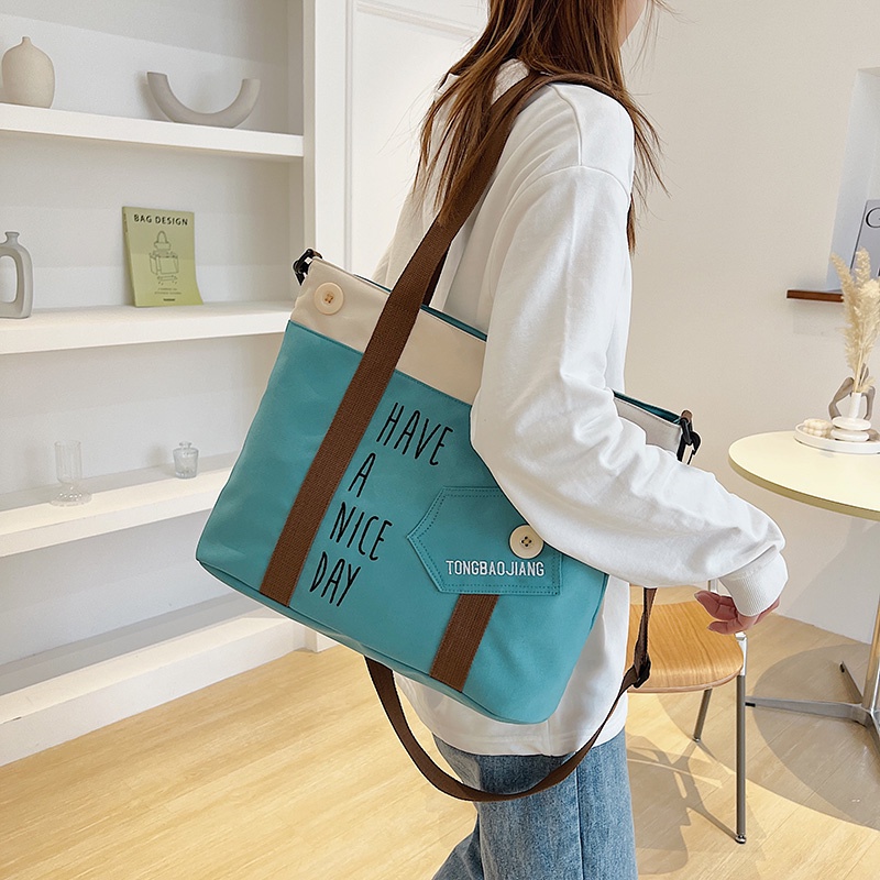 Túi Vải Canvas Đeo Vai Phong Cách Trẻ Trung Dành Cho Nữ