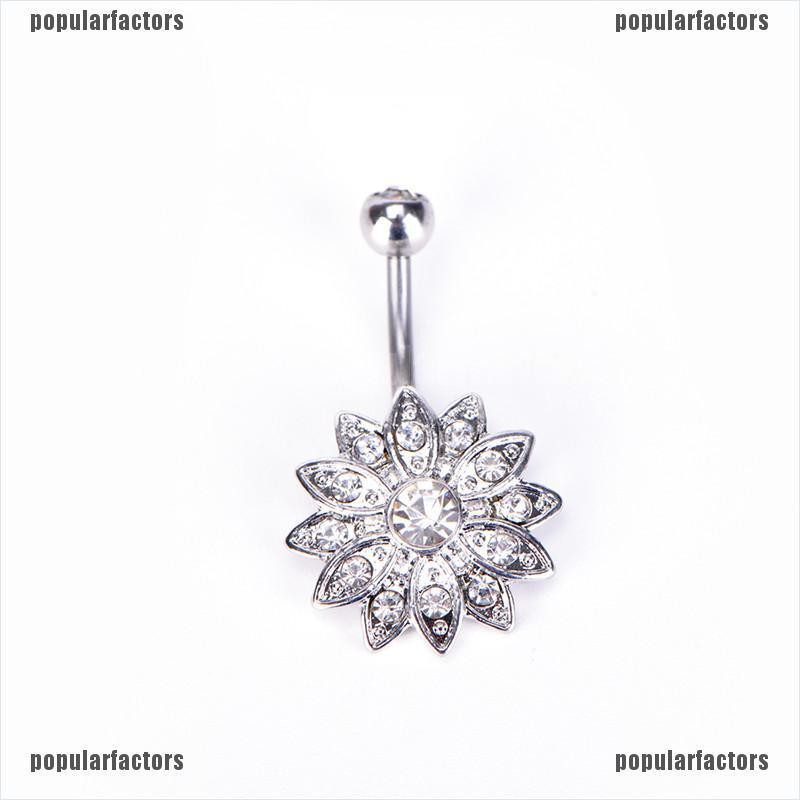 [Phổ Biến] Khuyên Rốn Đính Đá Pha Lê Hình Hoa