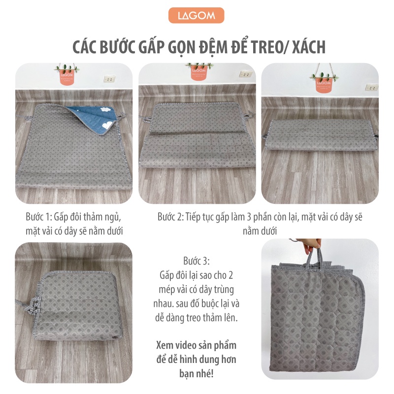 Thảm Ngủ Trưa Văn Phòng Gấp Gọn Cá Nhân, Cotton Trần Bông Dày & Mềm Mại