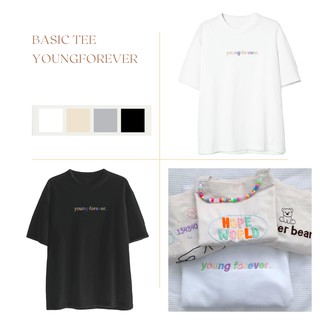 Áo thun thêu cotton unisex YOUNG FOREVER
