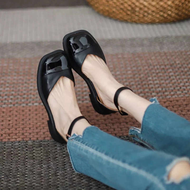 Giày Mary Vá Mũi Bít Hậu thời Trang Cực Xinh Da Mềm MLA59