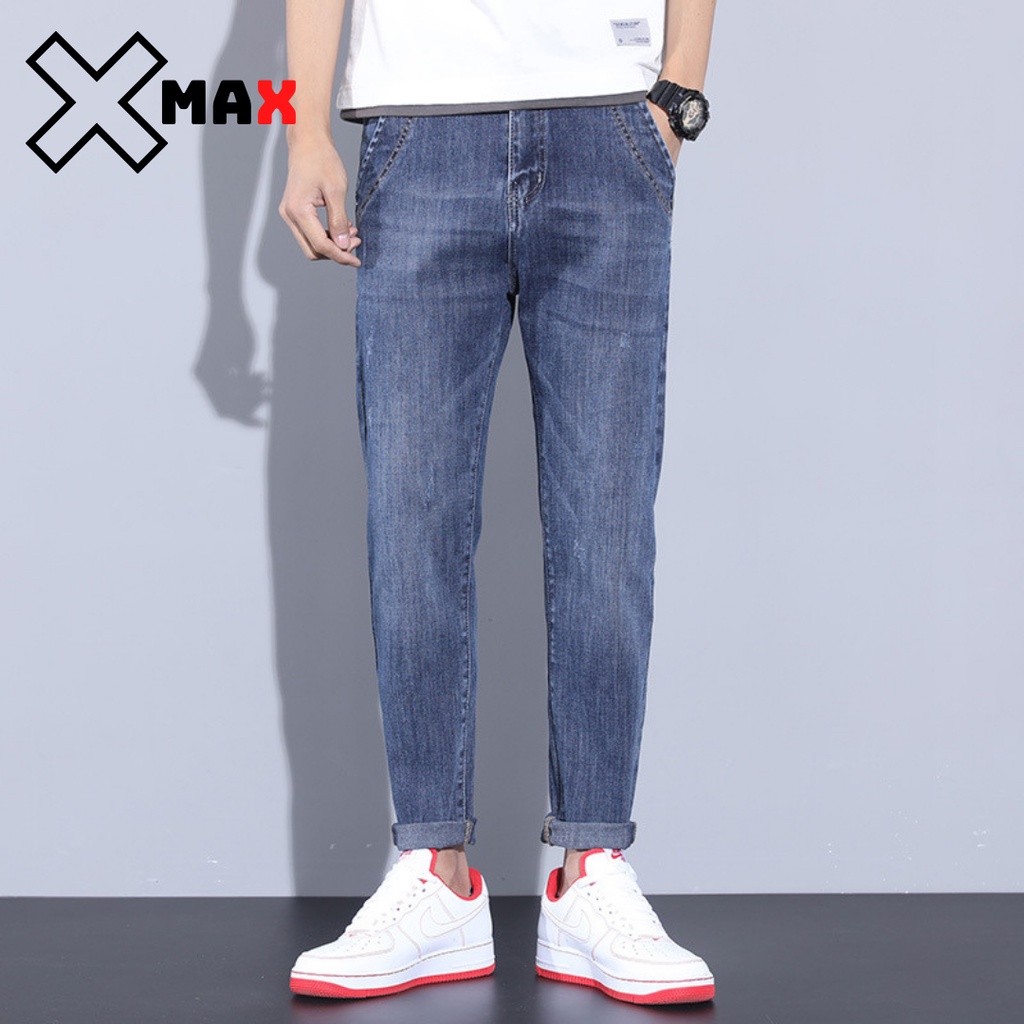 Quần jean nam baggy ống suông túi chéo ống rộng vừa hotrend Hàn Quốc, Quần bò baggy nam dáng rộng MAXSTORE B015