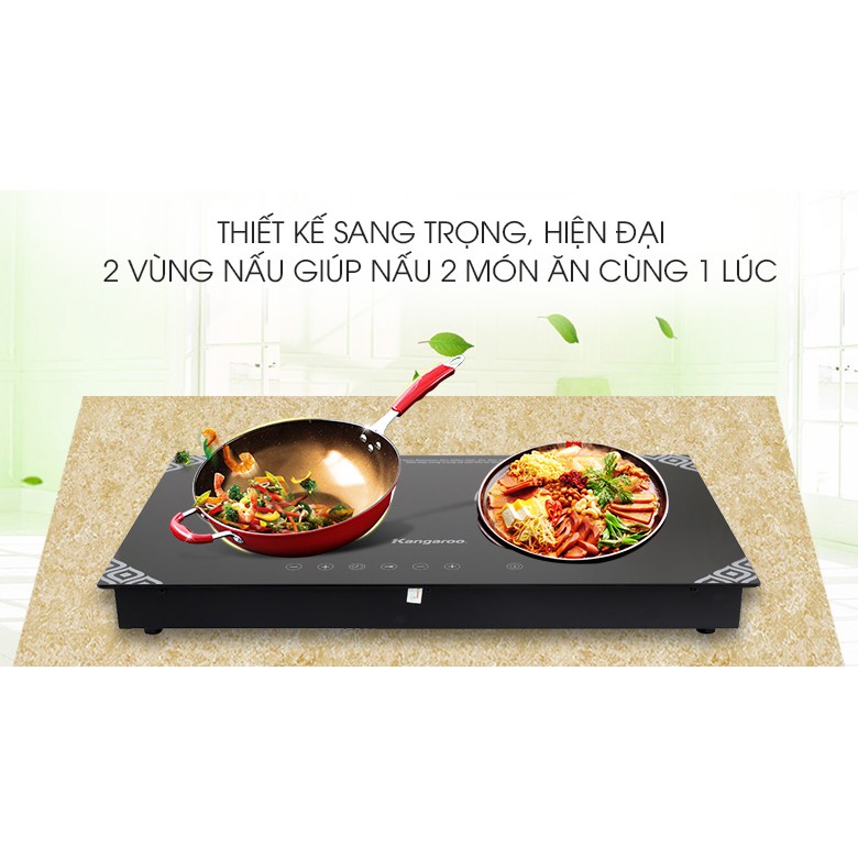 Bếp điện từ đôi Kangaroo KG498N cao cấp mặt kính Ceramic (Bảo hành 12 tháng)