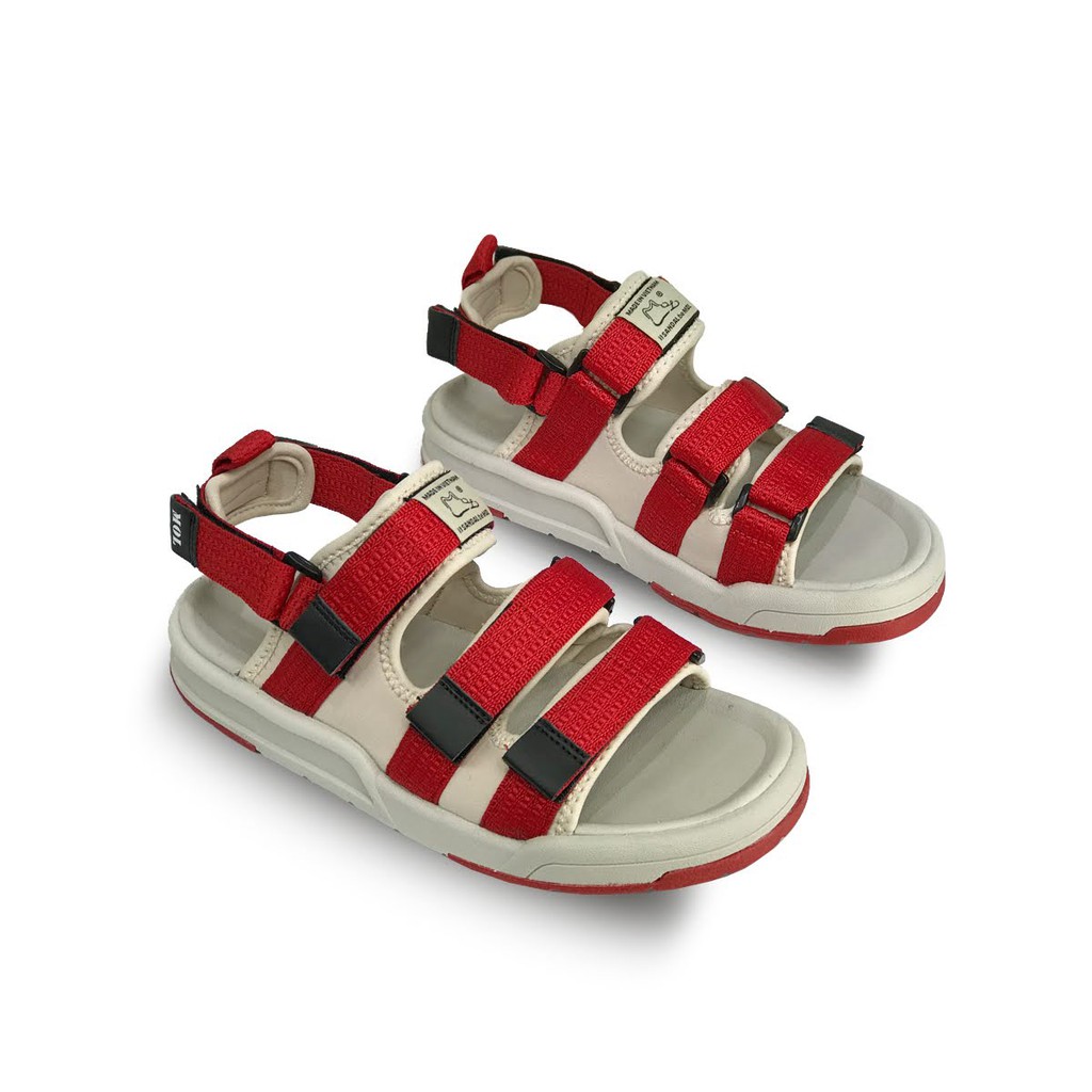 Giày sandal unisex nam nữ 3 quai ngang vải dù có quai hậu tháo rời hiệu MOL mang đi học du lịch MS1802B2