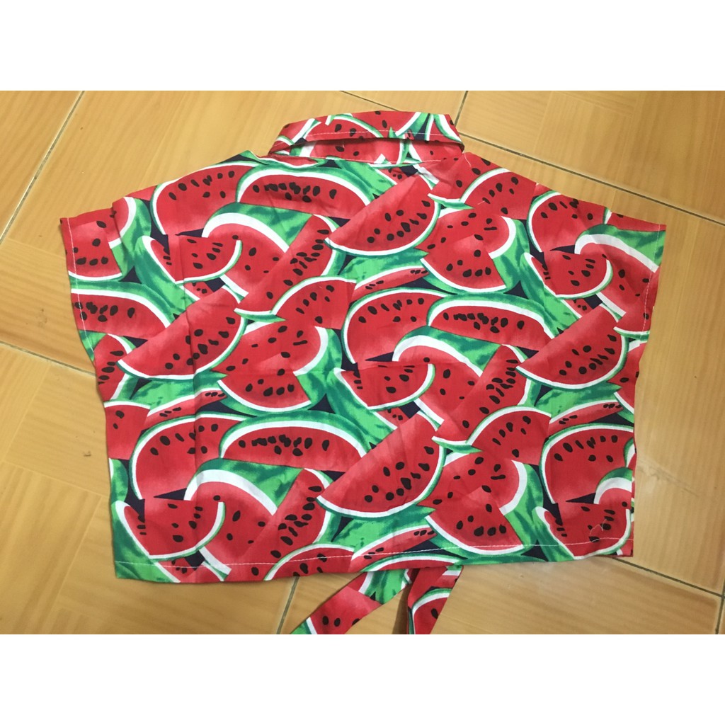 Áo hoa quả croptop đi biển, chất liệu vải thô hàn cực mát, thấm hút mồ hôi tạo sự thoải mái cho bạn