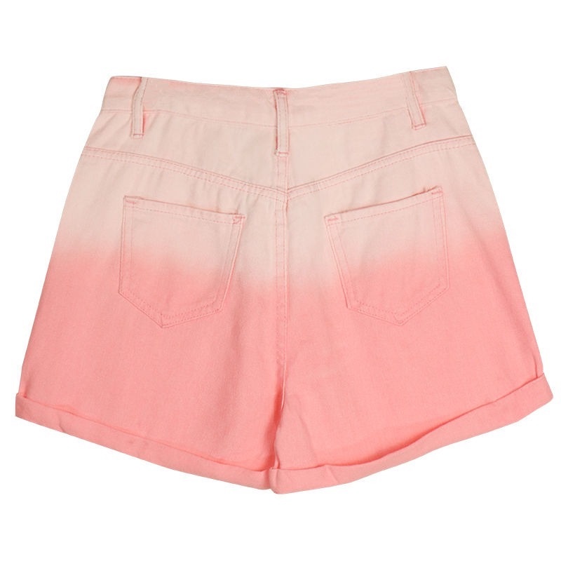 Quần Short Denim Lưng Cao Màu Gradient Mùa Hè Mới Cho Nữ