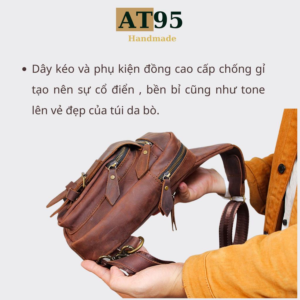 Túi đeo chéo da bò thật 02 thương hiệu AT95 HANDMADE