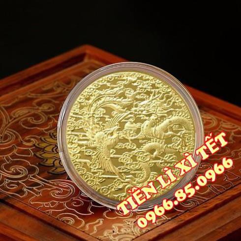 [Trợ Giá] Đồng xu Long Phụng sum vầy may mắn phong thủy tài lộc