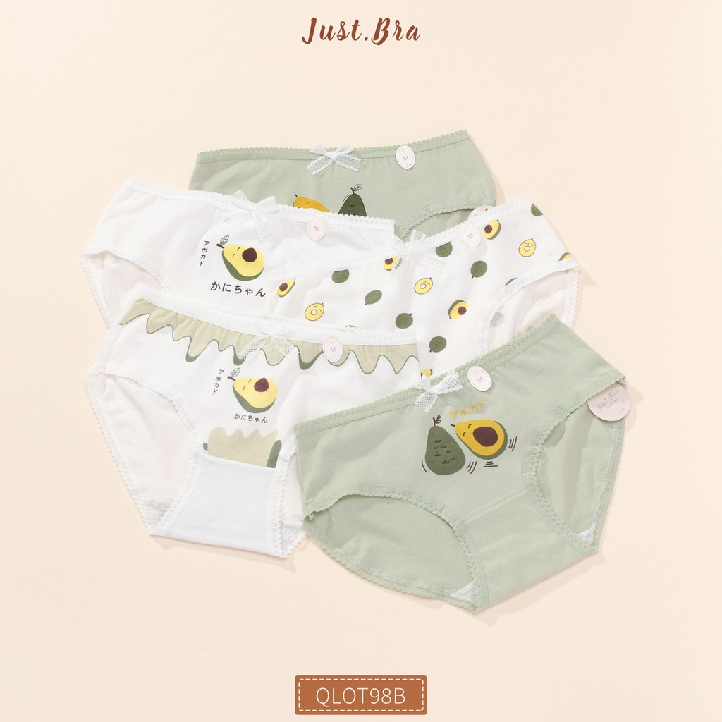 Quần lót nữ Just Bra cotton họa tiết quả bơ đáng yêu, thoáng mát QLOT98B | BigBuy360 - bigbuy360.vn