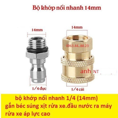 Khớp nối nhanh chống xoắn dây 1/4, khớp nối nhanh súng xịt rửa áp lực cao