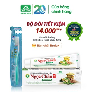 Kem đánh răng dược liệu Ngọc Châu Trắng Sáng 170g + Bàn chải Brulux (Tiết kiệm 14,000đ)