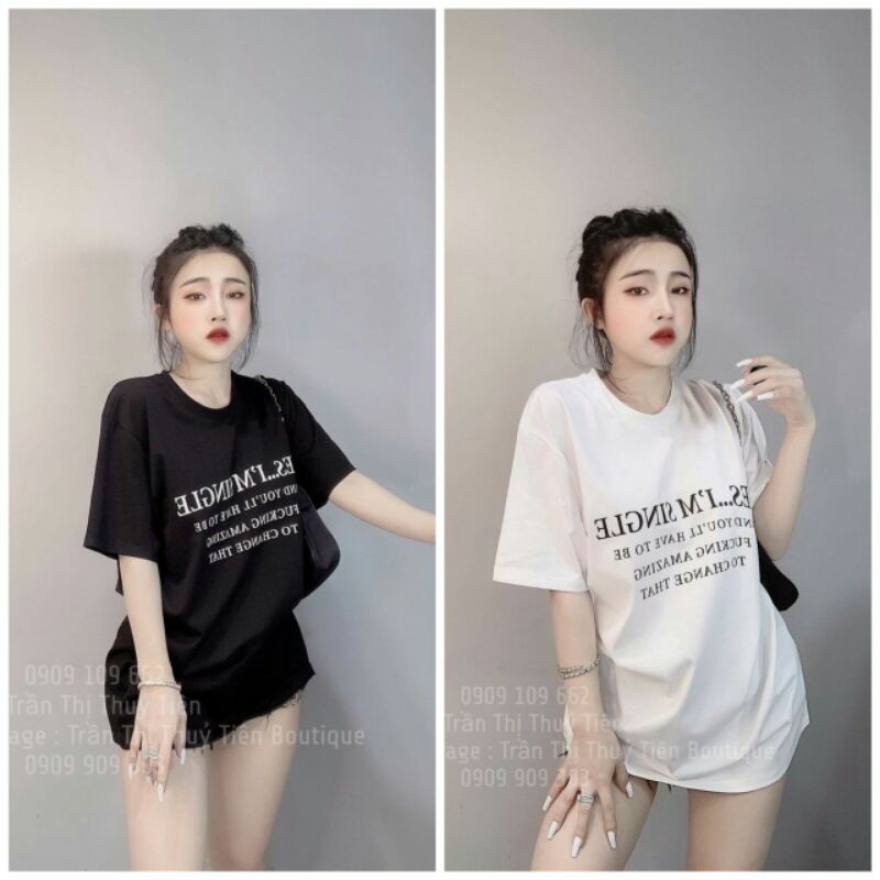 Áo Phông Nữ Dáng Rộng In Chữ Yess , Áo Phông Cottong In Hinh From Rộng( 100% chất cottong)