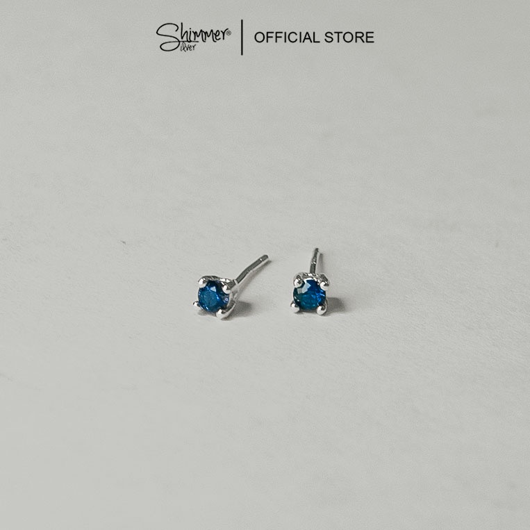 Bông Tai, Hoa Tai Nữ Bạc 925 Cao Cấp SHIMMER SILVER COLORFUL 2 Nụ Đá Nhiều Màu Lấp Lánh