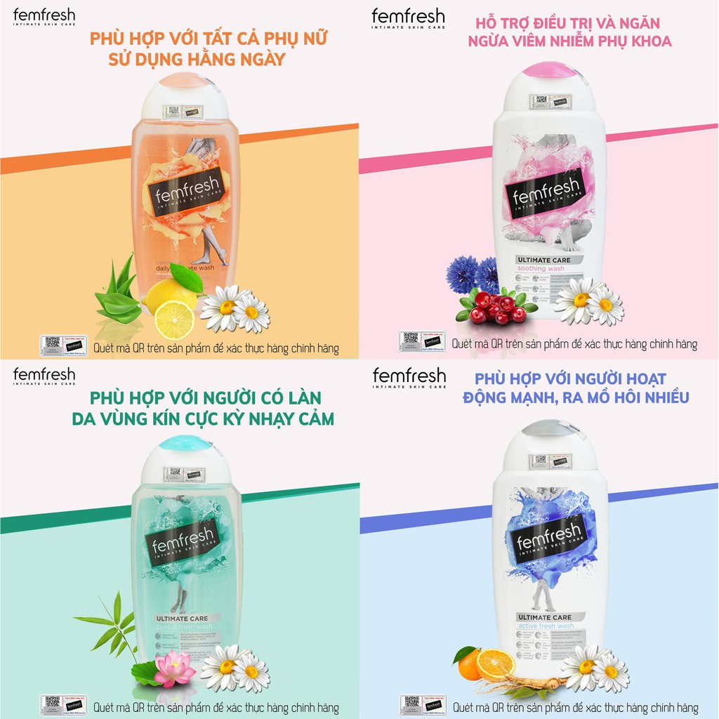 Dung dịch vệ sinh phụ nữ Femfresh 250ml TẶNG mặt nạ Sexylook (Nhập khẩu)