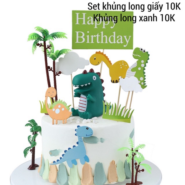 KHỦNG LONG XANH TRANG TRÍ BÁNH KEM