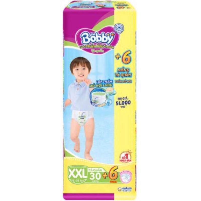 tã bỉm quần bobby S46, M42, L38 , xxl30 tặng 6 miếng, xxxl24