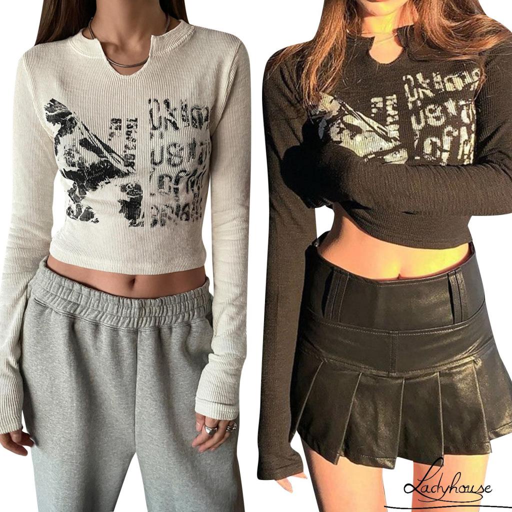 Áo Croptop Tay Dài Màu Trơn Thời Trang Xuân Hè Cho Nữ
