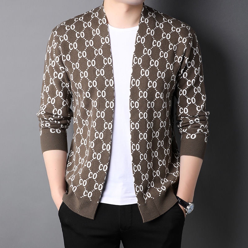 Áo Khoác Cardigan Dệt Kim Dáng Rộng In Họa Tiết Kiểu Hàn Quốc Thời Trang Xuân Thu Cho Nam 2022