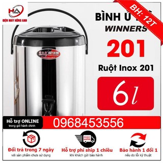 Bình ủ trà 6l winner - ruột inox 201