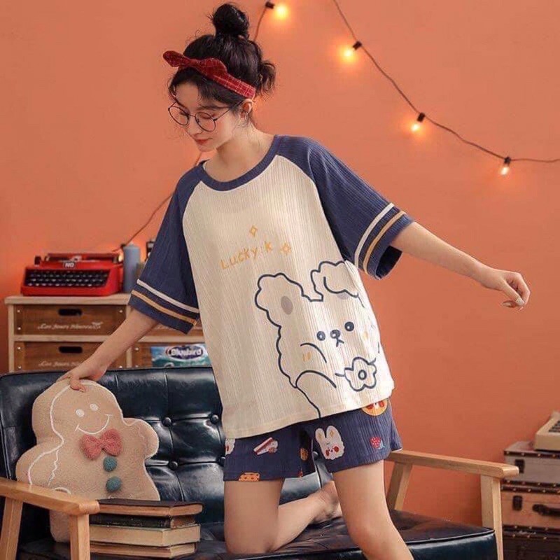 MẪU HOT] Đồ ngủ nữ cotton vân sọc cộc tay pijama, Đồ bộ nữ cộc tay dễ thương mùa hè chất mát nhiều hoạ tiết đẹp