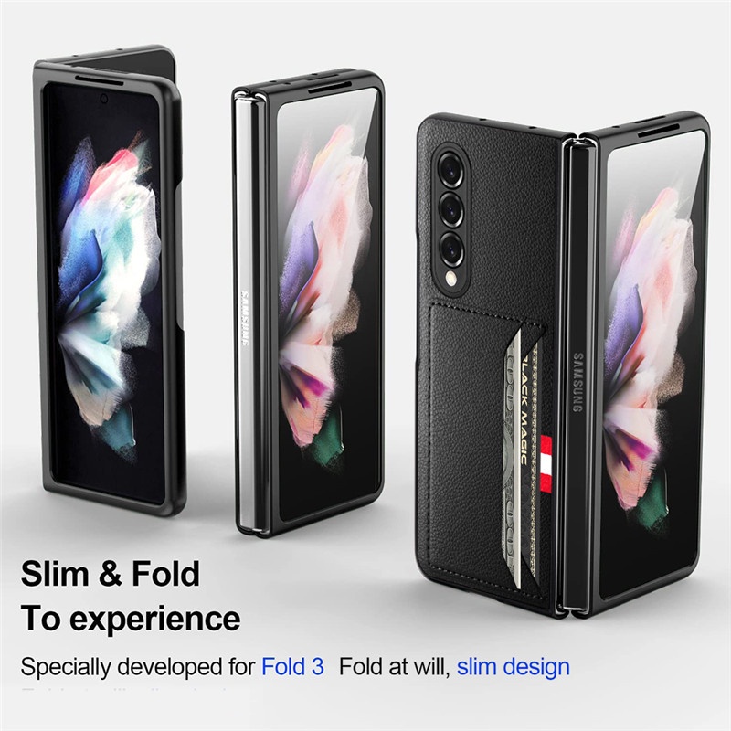 Bao Da Điện Thoại Họa Tiết Vải Có Ngăn Đựng Thẻ Cho Samsung Galaxy Z Fold 3 5G Flod3 Sự Bảo Vệ