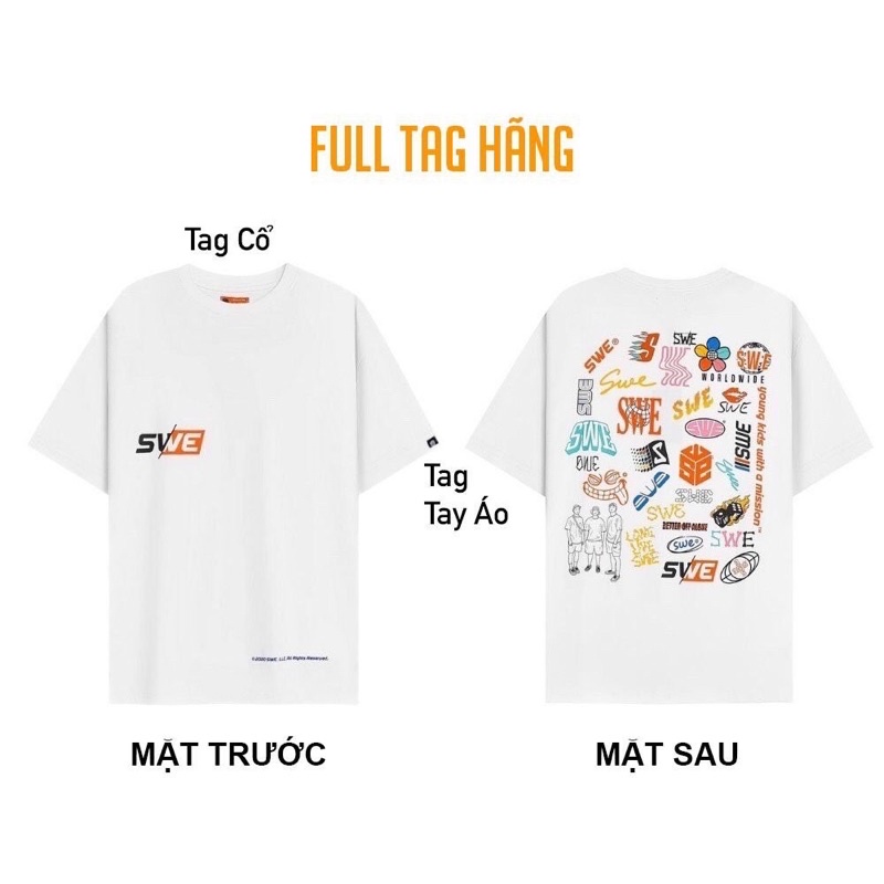 Áo thun tay lỡ SWE form rộng Unisex nam nữ phong cách 2022 Ulzzang - AT06