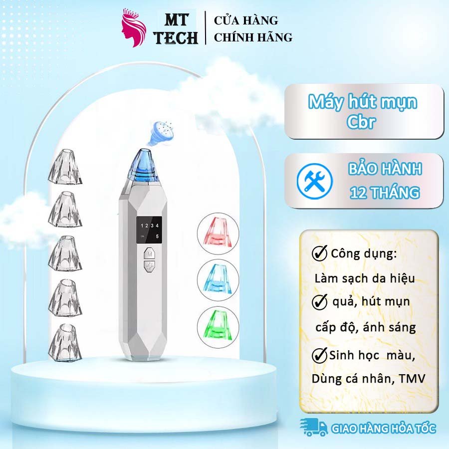 Máy Hút Mụn Cbr Mini 5 Cấp Độ Ánh Sáng Sinh Học 3 Màu Dùng Cá Nhân Trong Spa Thẫm Mỹ Viện.