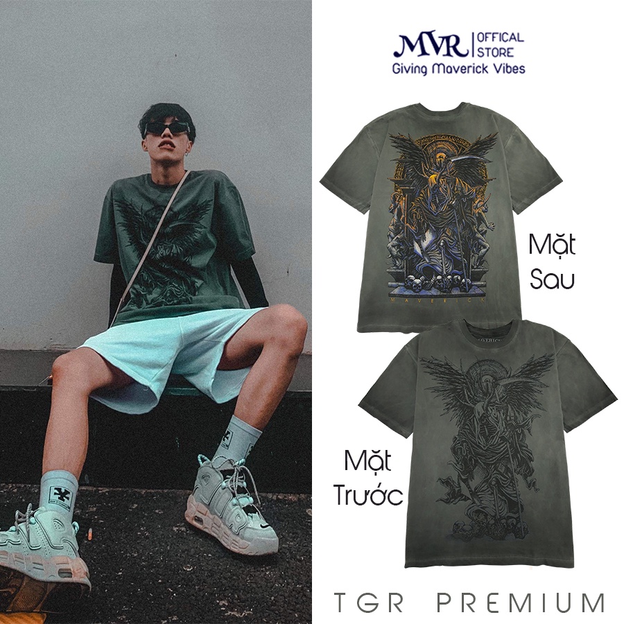 Áo Thun Wash Đá In Thần Chết Logo Maverick Rock - Nam Nữ Chất - Đẹp Vải Cotton Cao Cấp Form Rộng Mỹ Local Brand MVR