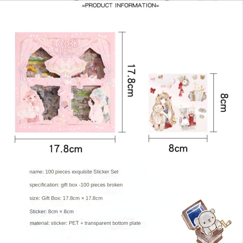 Set 100 Miếng Dán Chống Thấm Nước Hình Nhân Vật Dễ Thương Dùng Trang Trí