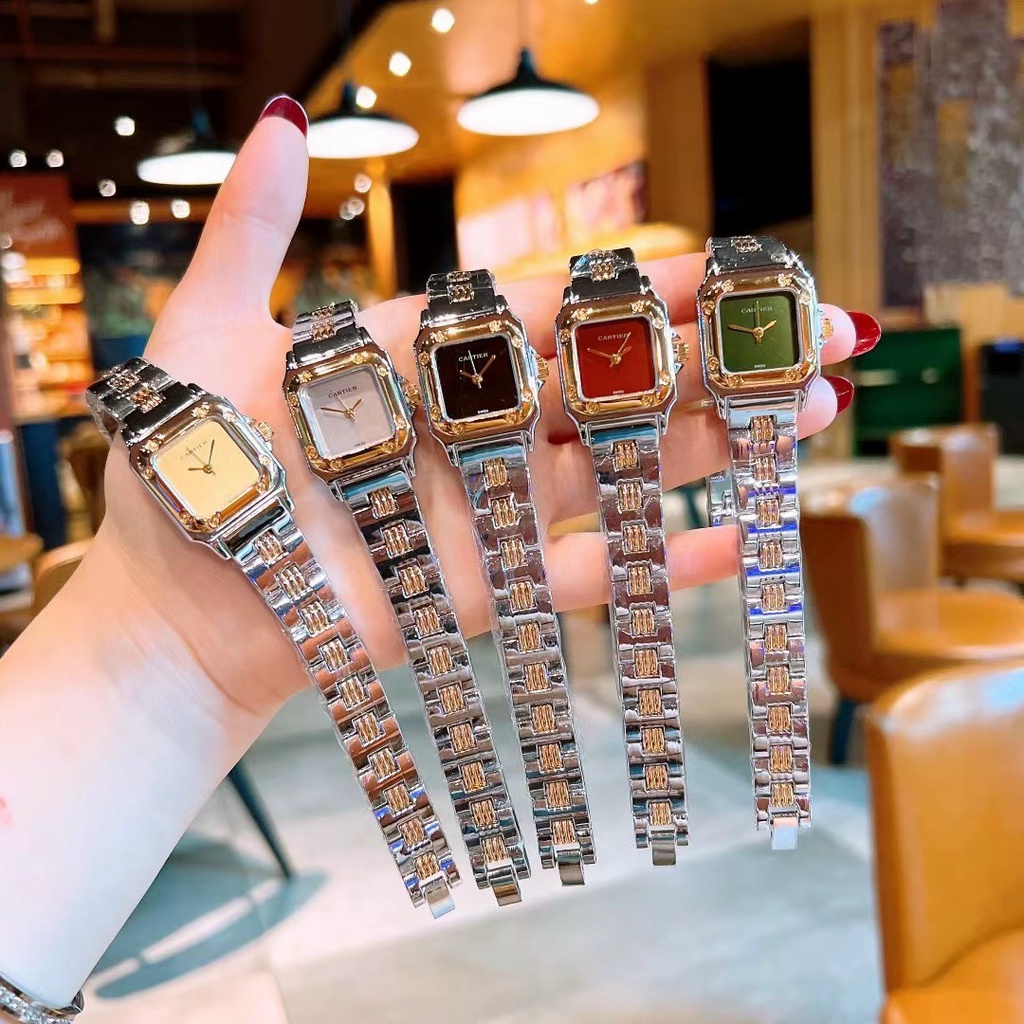 ☘️☘️Đồng hồ nữ catier dây thép mặt vuông , size 22mm