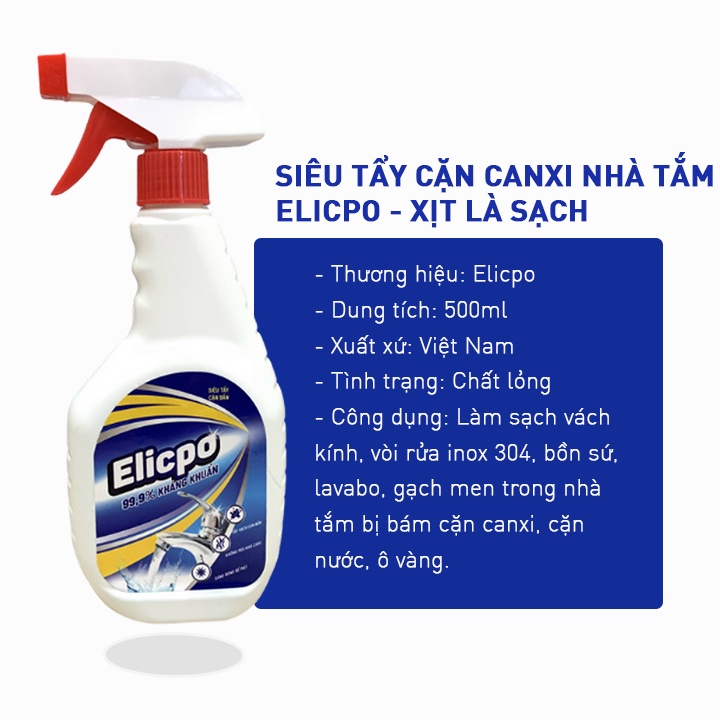 Combo 2 lọ Siêu tẩy cặn canxi nhà tắm Elicpo Plus chuyên dụng, tiết kiệm, hiệu quả