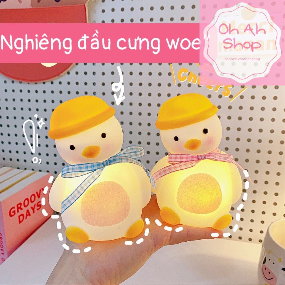 Đèn Ngủ Mini Không Dây Hình Vịt Nghiêng Đầu Siêu Dễ Thương