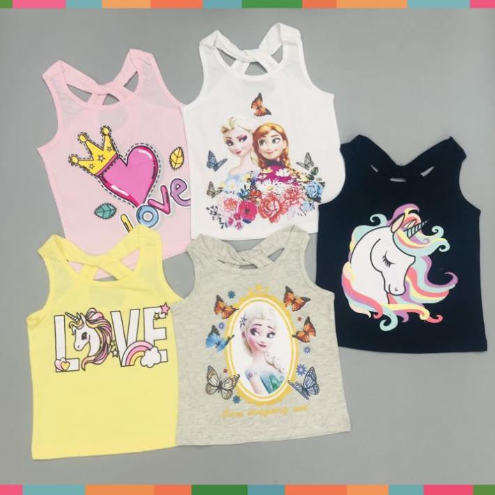 Áo thun bé gái, áo phông bé gái dáng ba lỗ, chất cotton, nhiều màu, size 1-10 - BONGKIDS