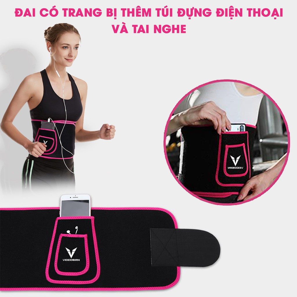 Đai Lưng Nịt Bụng Tập Gym Nữ Veidoorn, Đai Latex Giảm Mỡ Bụng Yoga - AMBERVIETNAM