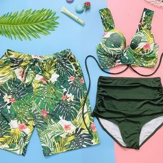 Cặp quần bơi nam nữ, đồ đôi tắm biển thun co giãn BIkini191