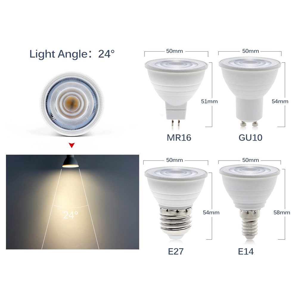 Bóng đèn LED chip COB 6W 220V đui MR16/GU10/E27/E14 tiết kiệm năng lượng dùng tại nhà