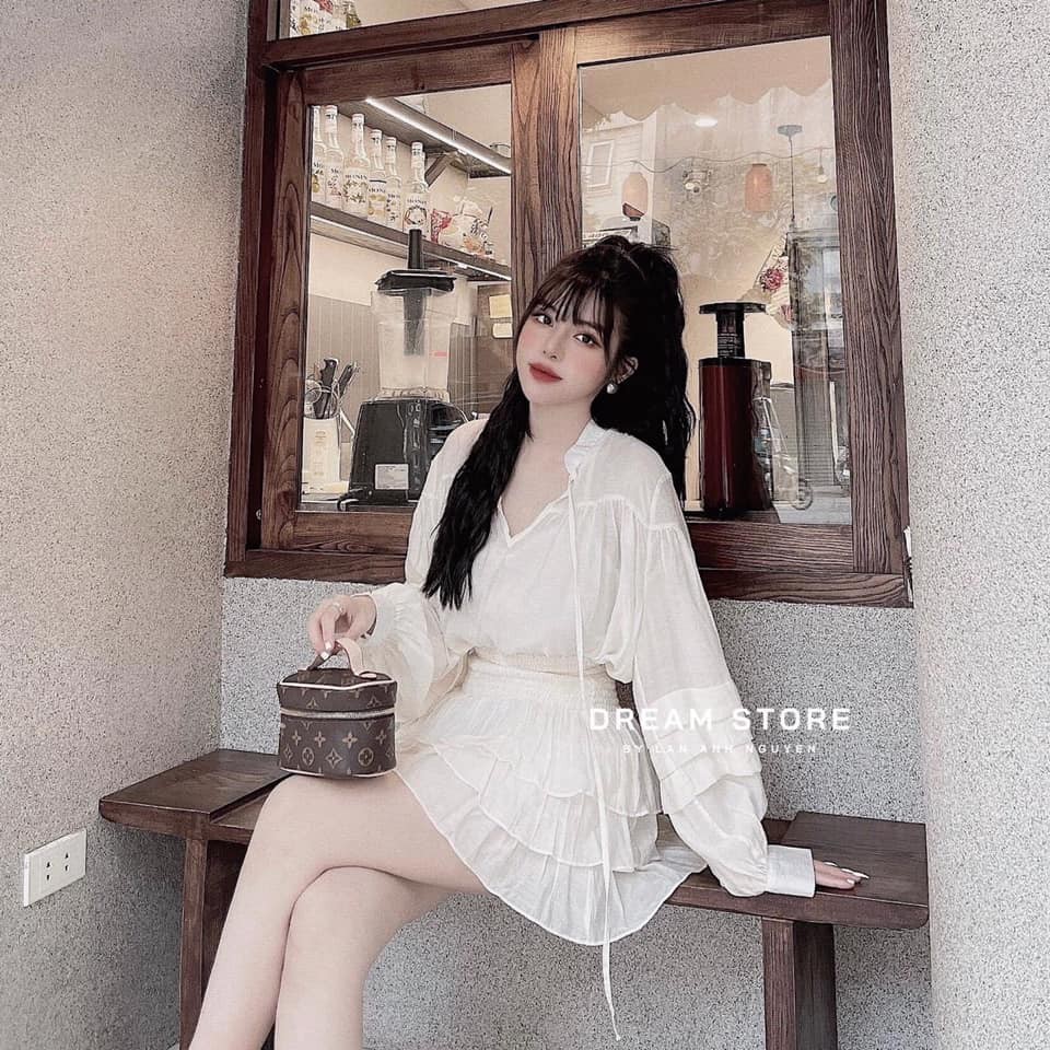 Set đồ nữ mặc đi chơi hàng QCCC  áo tơ xước mix chân váy tầng xinh dã man | BigBuy360 - bigbuy360.vn