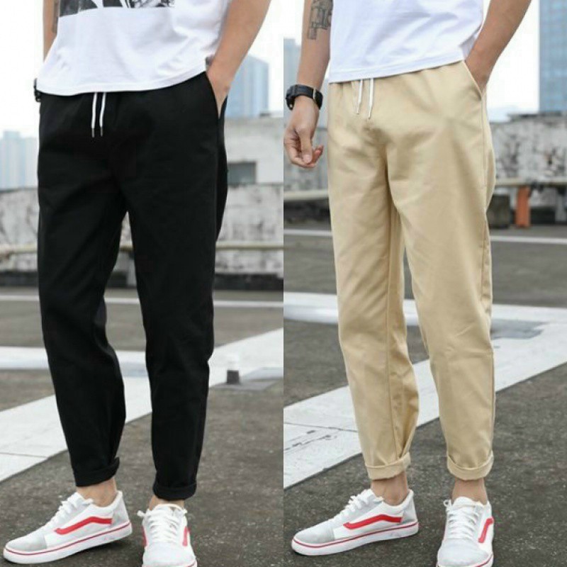 Quần Baggy Nam Nữ KAKI Ống Suông Unisex - Kiểu quần kaki đen và kem cực hot trends2021