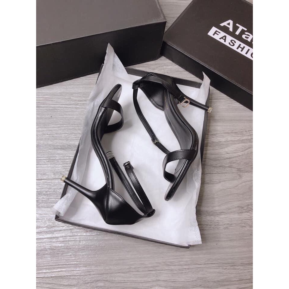 [GÓT 9CM] Giày sandal nữ cao gót 9 phân quai ngang mảnh SKL đơn giản công sở màu đen/kem đẹp bền mới hot trend 2020