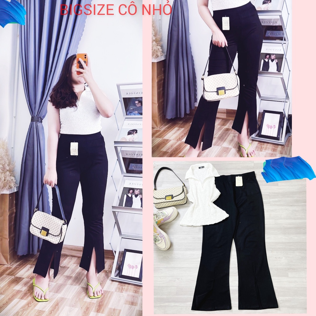 Quần Ống Loe Nữ BIGSIZE Cạp Cao Dáng Dài, Quần Legging Nữ Ôm Ống Loe Nên From Xinh Tôn Dáng mã qolx