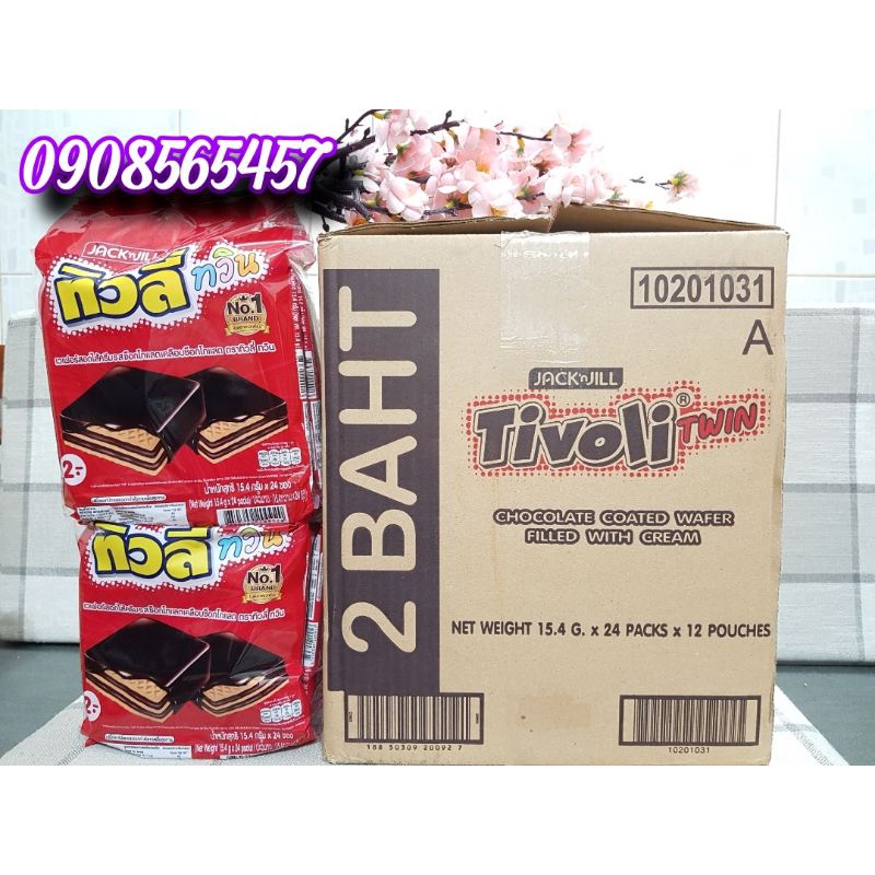 BÁNH XỐP TIVOLI TWIN JACK'N JILL PHỦ CHOCOLATE THÁI LAN
