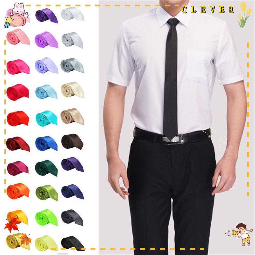 CLEVER Fashion Casual Neck Skinny Solid Silk Wedding Tie Necktie