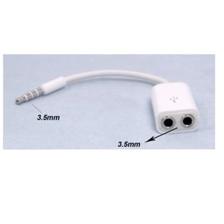 Jack chia cổng tai nghe 3.5mm 1 ra 2 (Trắng)