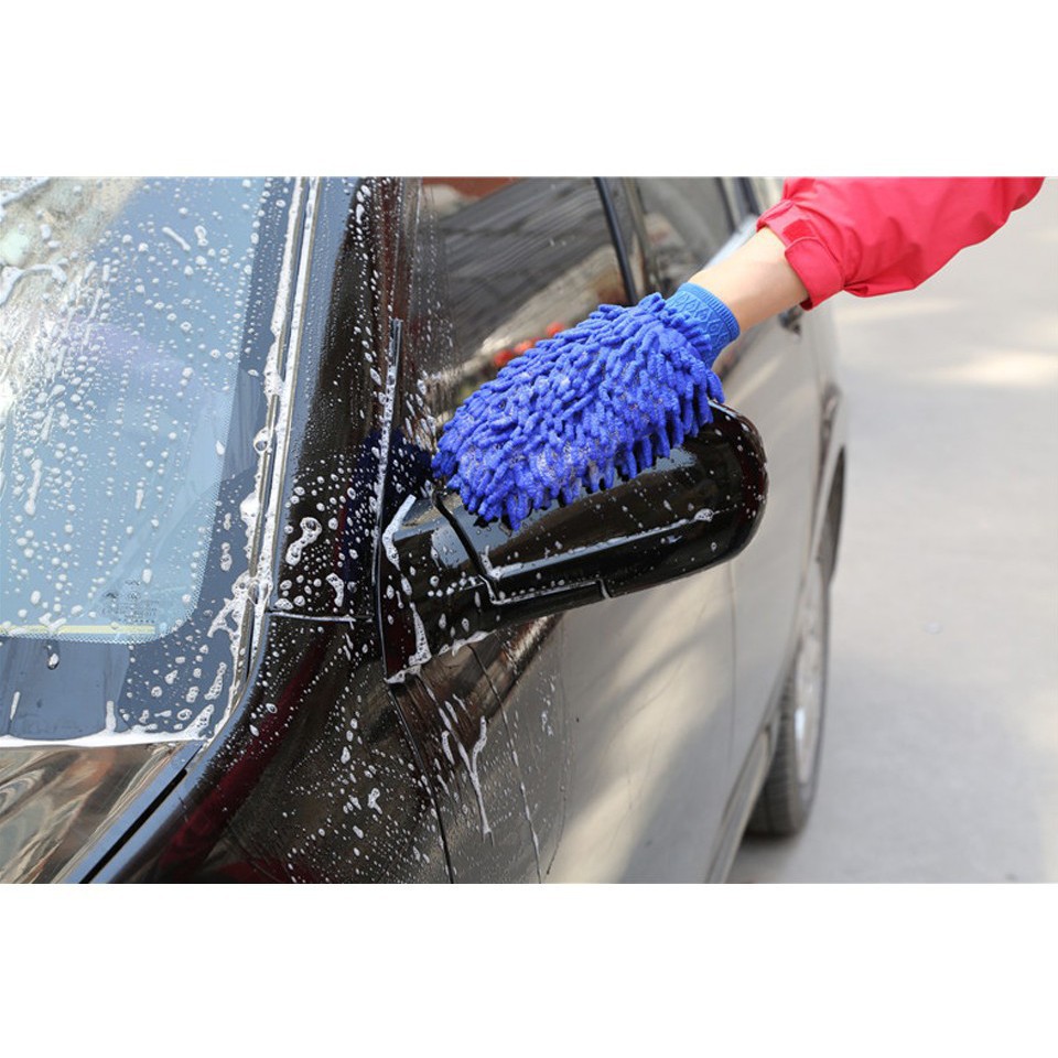 1 Găng tay nhung 2 mặt dùng để lau chùi vệ sinh xe ô tô