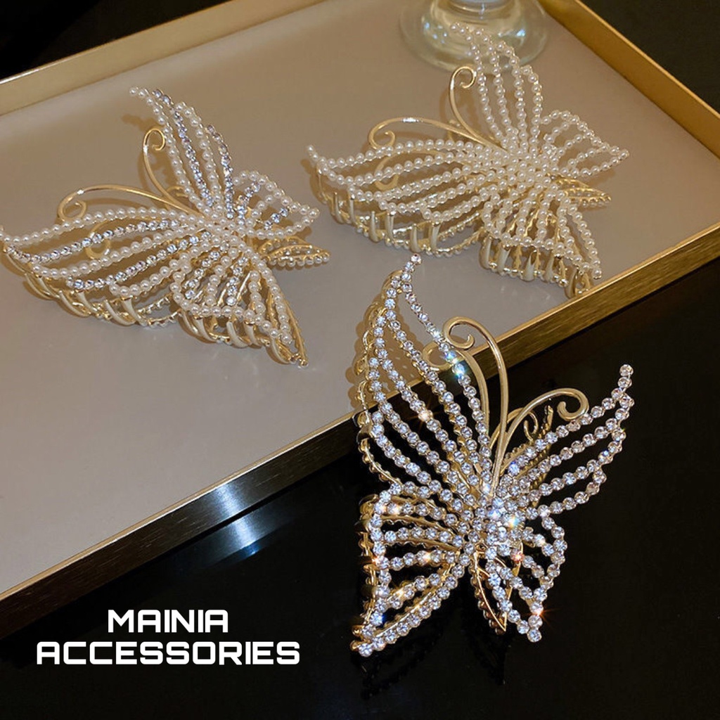 [ Đẹp Xuất Sắc] Kẹp Tóc Càng Cua Kim Loại  Butterfly Đính Đá Hàn Quốc Siêu Đẹp Siêu Sang Chảnh Cao Cấp Mainia Shop